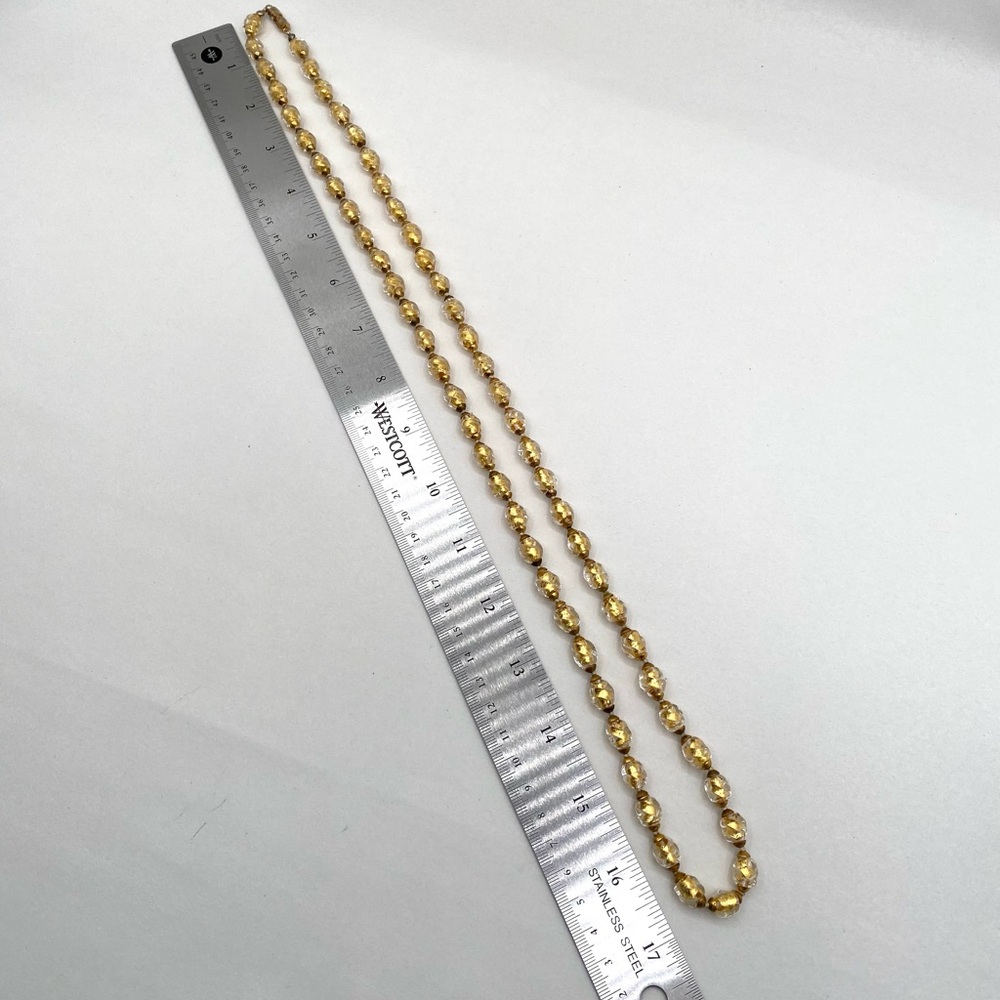 Vintage Art Deco Gold Foil Art Glass Necklace - Picture 9 of 12